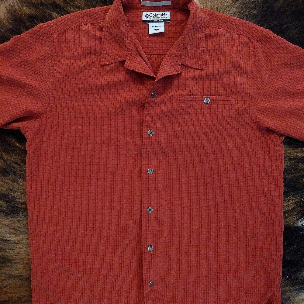 VTG Columbia XCQ Checkered Short Sleeve Button Up